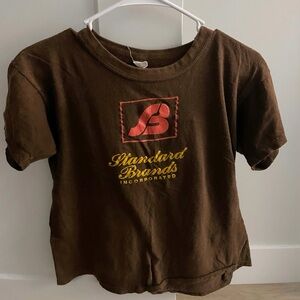 cotton brown vintage crop T